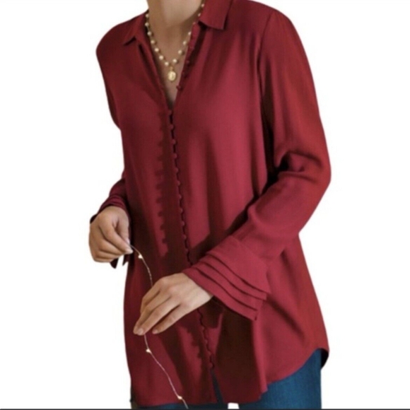 Soft Surroundings Tops - Soft Surroundings Poet Ruffle Blouse